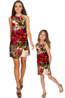 Free Spirit Adele Shift Floral Dress - Mommy & Me-Free Spirit-18M/2-Red/Beige/Green-JadeMoghul Inc.