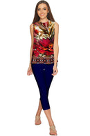 Free Spirit Emily Red Boho Sleeveless Party Top - Women-Free Spirit-XS-Red/Beige/Green-JadeMoghul Inc.