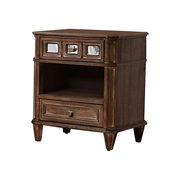Frontera Transitional Style Night Stand-Nightstands and Bedside Tables-Rustic Oak-Mirror Solid Wood Wood Veneer & Others-JadeMoghul Inc.