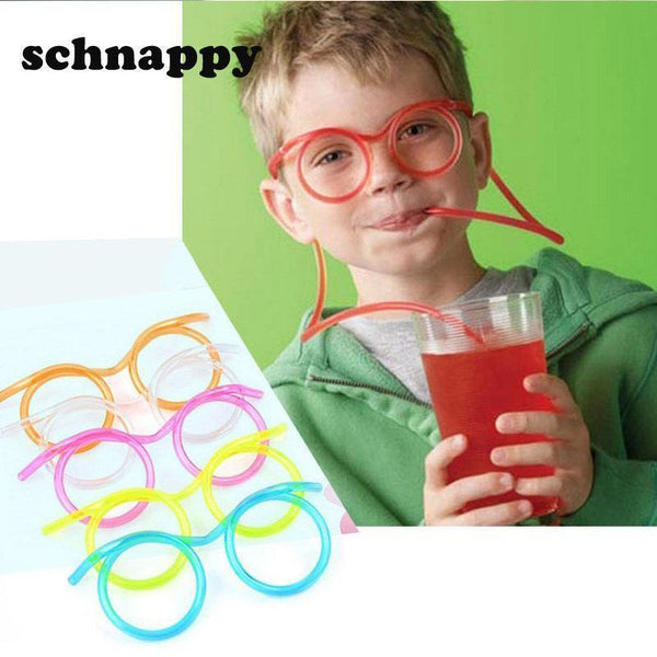 Fun soft plastic straw funny glasses flexible drinking toys party joke tube tools kids baby birthday toys-Blue-JadeMoghul Inc.