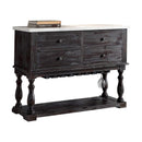 Furniture Affordable Furniture - 18" X 48" X 36" White Marble Weathered Espresso Wood Server HomeRoots