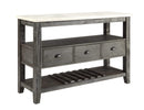Furniture Affordable Furniture - 18" X 54" X 36" White Marble Gray Oak Wood Server HomeRoots