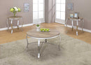 Furniture Cheap Furniture - 19" X 35" X 19" 3Pc Weathered Light Oak And Chrome Pack Coffee And End Set HomeRoots