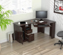 Furniture Cheap Furniture - 29.5" Espresso Melamine and Engineered Wood L-Shaped Computer Work Center HomeRoots