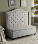 Furniture Cheap Furniture - 54" X 22" X 50" Beige Fabric And Espresso Settee With Storage HomeRoots