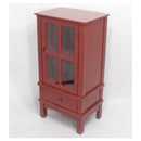 Furniture Discount Furniture - 18" X 13" X 36" Red MDF, Wood, Clear Glass Storage Organizer with Drawer HomeRoots