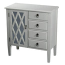 Furniture Discount Furniture - 29'.5" X 14'.25" X 32" Antique White MDF, Wood, Clear Glass Sideboard with a Door and Drawers HomeRoots