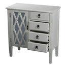 Furniture Discount Furniture - 29'.5" X 14'.25" X 32" Antique White MDF, Wood, Mirrored Glass Classic Sideboard with a Door and Drawers HomeRoots