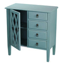 Furniture Discount Furniture - 29'.5" X 14'.25" X 32" Turquoise MDF, Wood, Clear Glass Classic Sideboard with a Door and Drawers HomeRoots