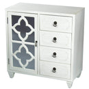 Furniture Discount Furniture - 29'.5" X 14" X 30'.75" Antique White MDF, Wood, Mirrored Glass Sideboard with a Door and Drawers HomeRoots
