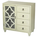 Furniture Discount Furniture - 29'.5" X 14" X 30'.75" Beige MDF, Wood, Clear Glass Antique Style Sideboard with a Door and Drawers HomeRoots