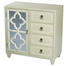 Furniture Discount Furniture - 29'.5" X 14" X 30'.75" Beige MDF, Wood, Mirrored Glass Sideboard with a Door, Drawers & Quatrefoil Inserts HomeRoots