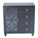 Furniture Discount Furniture - 29'.5" X 14" X 30'.75" Black MDF, Wood, Clear Glass Sideboard with a Door, Drawers HomeRoots