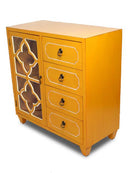 Furniture Discount Furniture - 29'.5" X 14" X 30'.75" Orange MDF, Wood, Clear Glass Sideboard with a Door and Drawers HomeRoots