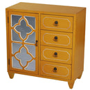 Furniture Discount Furniture - 29'.5" X 14" X 30'.75" Orange MDF, Wood, Mirrored Glass Sideboard with a Door, Drawers & Quatrefoil Inserts HomeRoots