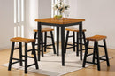 Furniture Discount Furniture - 36" X 36" X 36" 5pc Oak & Black Rubber Wood Counter Height Set HomeRoots