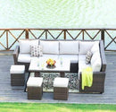 Furniture Furniture - 180'.96" X 33'.54" X 34'.71" Brown 8-Piece Outdoor Sectional Set with Cushions HomeRoots
