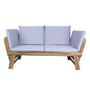 Furniture Furniture 60" X 24" X 29'.5" Brown Acacia Wood Contemporary Cushioned Adjustable Wooden Bench 7618 HomeRoots