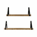 Furniture Furniture Sale - 27" X 7" X 8" Natural Black Fir Wood Metal Shelves HomeRoots