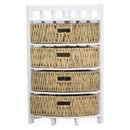 Furniture Home Furniture - 15'.5" X 15'.5" X 34'.25" White Wash W/ Natural Water Hyacinth Wood, MDF, Water Hyacinth Corner Storage with Hyacinth Baskets HomeRoots