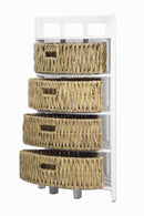 Furniture Home Furniture - 15'.5" X 15'.5" X 34'.25" White Wash W/ Natural Water Hyacinth Wood, MDF, Water Hyacinth Corner Storage with Hyacinth Baskets HomeRoots