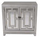 Furniture Home Furniture - 32" X 14" X 32" Antique Silver W/ Gold MDF, Wood, Mirrored Glass Sideboard with Doors and Gold Paint HomeRoots