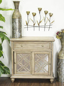 Furniture Home Furniture - 32" X 14" X 32" Ashwood Veneer MDF, Wood, Mirrored Glass Sideboard with Doors and a Drawer HomeRoots