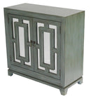 Furniture Home Furniture - 32" X 14" X 32" French Blue MDF, Wood, Mirrored Glass Sideboard with Doors HomeRoots
