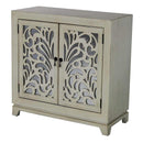 Furniture Home Furniture - 32" X 14" X 32" Ivory MDF, Wood, Mirrored Glass Sideboard with Doors and Mirror Inserts HomeRoots