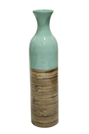 Furniture Home Furniture - 6" X 6" X 24" Blue Lacquer & Natural Bamboo Lacquer & Natural Bamboo HomeRoots