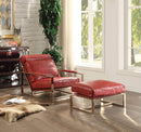 Furniture Leather Ottoman - 28" X 20" X 14" Antique Red Leather Ottoman HomeRoots