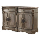 Furniture Living Room Furniture - 19" X 68" X 42" Antique Champagne Server w/Wood Top HomeRoots