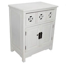Furniture Living Room Furniture - 24" X 15" X 30" Antique White MDF, Wood Sideboard with a Drawer, Doors and Circle Link Cutouts HomeRoots