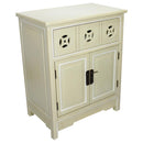 Furniture Living Room Furniture - 24" X 15" X 30" Beige MDF, Wood Sideboard with a Drawer, Doors and Circle Link Cutouts HomeRoots