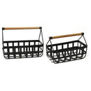 Furniture Modern Furniture - 6.13"x 12.5"x 8.5" Modern Farmhouse Black/Tan Basket Set HomeRoots