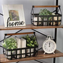 Furniture Modern Furniture - 6.13"x 12.5"x 8.5" Modern Farmhouse Black/Tan Basket Set HomeRoots