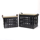 Furniture Modern Furniture - Metal Storage Baskets with Wood Tops Set of 2 HomeRoots