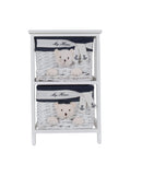 Furniture Rustic Furniture - 12.5" x 16" x 25" White, Blue - Portable 2 Drawers HomeRoots