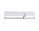 Furniture Rustic Furniture - 91" X 18" X 19" White Stainless Steel TV Unit HomeRoots