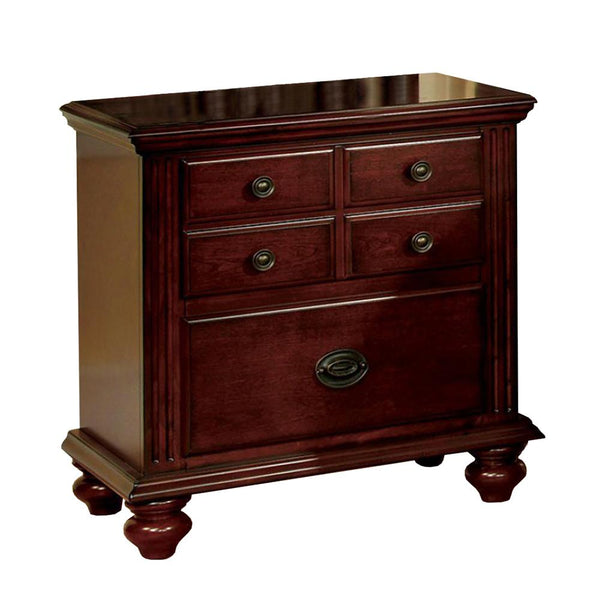 Gabrielle II Transitional Nightstand, Cherry Finish-Nightstands and Bedside Tables-Cherry-Wood-JadeMoghul Inc.