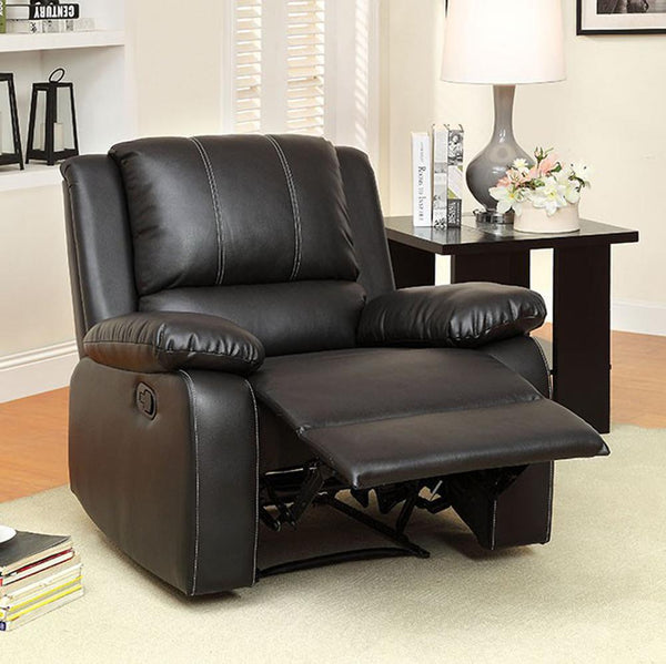Gaffey Black Bonded Leather Match Recliner-Recliner Chairs-Black-Bonded Leather Match-JadeMoghul Inc.