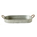 Galvanized Metal Tray With Ear Handles, Gray-Serving Trays-Gray-Galvanized Steel-JadeMoghul Inc.