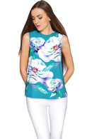Gentle You Emily Blue Floral Elegant Sleeveless Top - Women-Gentle You-XS-Blue/Green/Purple-JadeMoghul Inc.