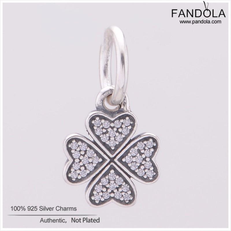 Genuine FANDOLA DIY Charms Fit Beads Bracelet 925 Sterling Silver Symbol of Lucky in Love Clover Beads Jewelry Making Berloque--JadeMoghul Inc.