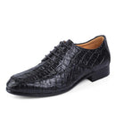 Genuine Leather Oxford Shoes / Men Crocodile Pattern Shoes-black-5-JadeMoghul Inc.