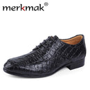 Genuine Leather Oxford Shoes / Men Crocodile Pattern Shoes-black-5-JadeMoghul Inc.