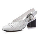 Genuine Leather Women Heels Shoes Top Quality Summer Women High Heels Slingbacks Pumps Ladies Shoes Big Size 4.5 CM-White-3-JadeMoghul Inc.