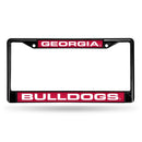 Black License Plate Frame Georgia Black Laser Chrome Frame