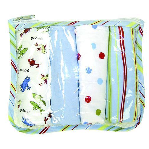 Gift Set - Dr. Seuss One Fish Two Fish Zipper Pouch And 4 Burp Cloths-S-1F2F-JadeMoghul Inc.