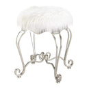 Decoration Ideas Fur Stool With Scroll Legs